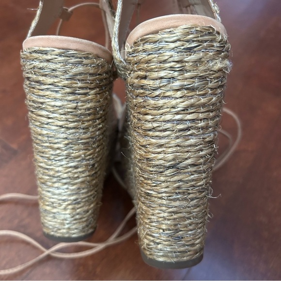 Schutz Natural Desert Aveline Lace Up Wedge Espadrilles Sandals Size 8.5 - Picture 10 of 16